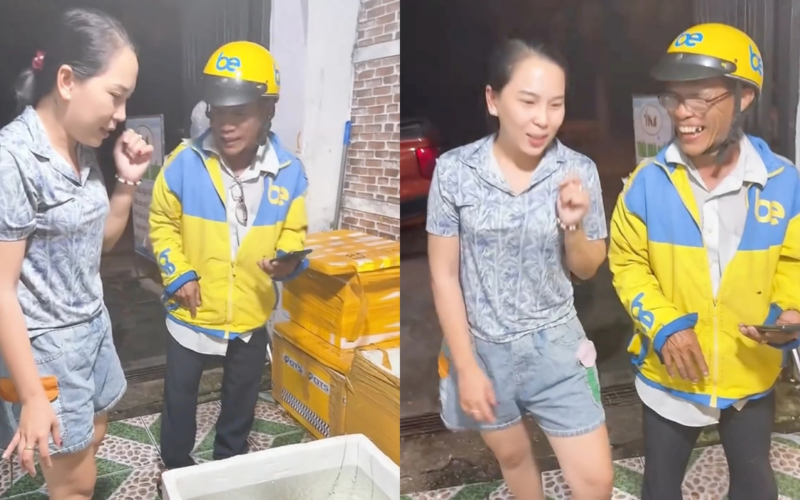 Chủ tiệm hải sản hào phóng tặng 2 con tôm hùm cho chú shipper